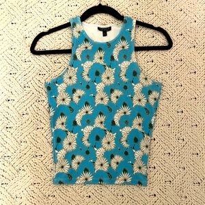 Top shop Blue Floral Pattern Sleeveleas Top / Size 2